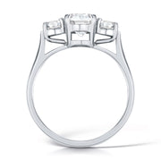 Three Stone Oval And Round Brilliant Diamond High Set Trilogy Ring
